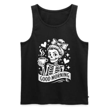 Coffee Skeleton Morning Motif - Men's Premium Organic Tank Top - black - Front - AI Model Male 178 light (178cm)