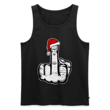 Christmas Middle Finger with Santa Hat - Men's Premium Organic Tank Top - black - Front - Michal (187cm)