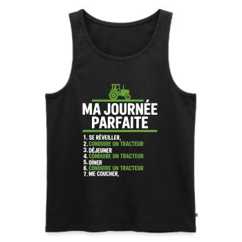 Ma journée parfaite conduire un tracteur - Débardeur bio Premium Homme - noir - Devant - Michal (187cm)