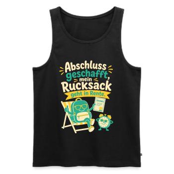 Abschluss geschafft, mein Rucksack geht in Rente. - Männer Premium Bio Tank Top - Schwarz - Vorne - Michal (187cm)