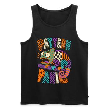 Pattern Panic Chameleon - Men's Premium Organic Tank Top - black - Front - Michal (187cm)