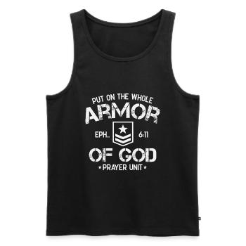 Zieh an die geistliche Rüstung Gottes Epheserbrief - Männer Premium Bio Tank Top - Schwarz - Vorne - AI Model Male 178 light (178cm)