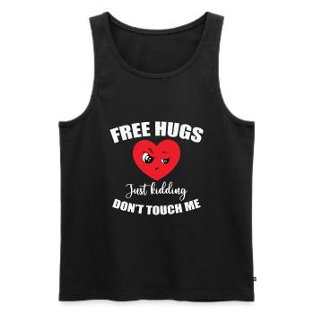 No Free Hugs funny ironic sayings - Men's Premium Organic Tank Top - black - Front - AI Model Male 178 light (178cm)