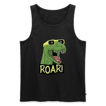 Ich liebe Dinosaurier - ROAR! T-Rex animiert - Männer Premium Bio Tank Top - Schwarz - Vorne - AI Model Male 178 light (178cm)