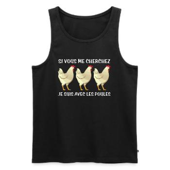 Cadeau agriculteur éleveur de poules - Débardeur bio Premium Homme - noir - Devant - Michal (187cm)
