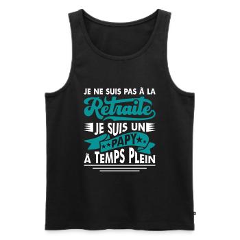 Papy Retraité Cadeau Grand Père Humour Retraite - Débardeur bio Premium Homme - noir - Devant - Michal (187cm)