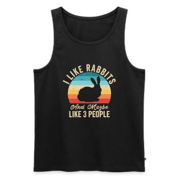 I love Rabbits Humor Farmer Gift - Men's Premium Organic Tank Top - black - Front - AI Model Male 178 light (178cm)