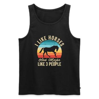I love Horses Humor Farmer Gift - Men's Premium Organic Tank Top - black - Front - AI Model Male 178 light (178cm)