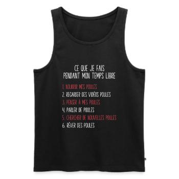 Poules Temps Libre Idée Cadeau Pour Fermier - Débardeur bio Premium Homme - noir - Devant - Michal (187cm)
