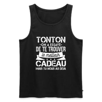 Tonton Cadeau De Noël Personnalisé - Débardeur bio Premium Homme - noir - Devant - Michal (187cm)