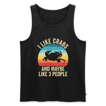 J'aime Les Crabes Cadeau Drole Océan - Débardeur bio Premium Homme - noir - Devant - Michal (187cm)