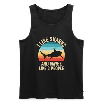 I love Sharks Gift Funny Ocean - Men's Premium Organic Tank Top - black - Front - Michal (187cm)