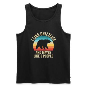J'aime Les Grizzly Cadeau Humour Animaux - Débardeur bio Premium Homme - noir - Devant - Michal (187cm)