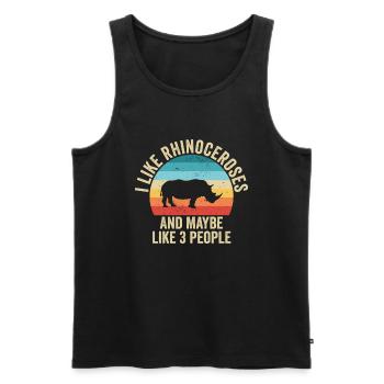 J'aime Les Rhinocéros Cadeau Humour Animaux - Débardeur bio Premium Homme - noir - Devant - Michal (187cm)