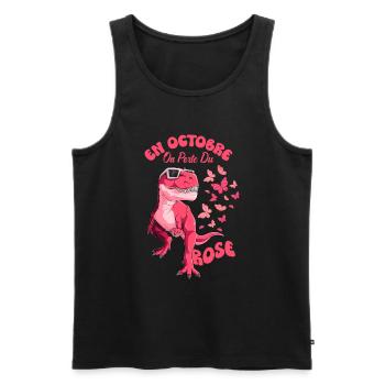 Brustkrebs Oktober Rosa Schmetterling Dinosaurier - Männer Premium Bio Tank Top - Schwarz - Vorne - Michal (187cm)