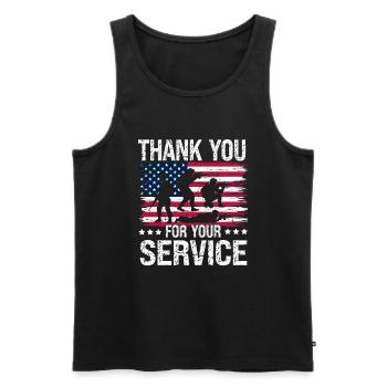 Soutien Aux Ancien Soldats États Unis Patriot - Débardeur bio Premium Homme - noir - Devant - AI Model Male 178 light (178cm)
