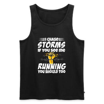 Storm Chasman Tornado Humor Gift - Men's Premium Organic Tank Top - black - Front - Michal (187cm)