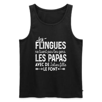 Papa Flingueur Humour Homme Cadeau Citation Drôle - Débardeur bio Premium Homme - noir - Devant - Michal (187cm)