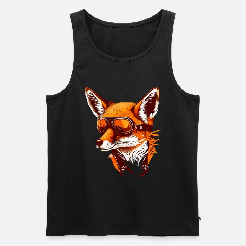 Fuchs mit Fliegerbrille - Männer Premium Bio Tank Top - Schwarz