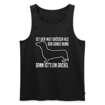 Mutiger Dackel Dackelsilhouette und Spruch - Männer Premium Bio Tank Top - Schwarz - Vorne - Michal (187cm)