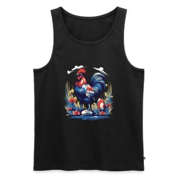Maillot Rugby France Coq Homme Français 2023 - Débardeur bio Premium Homme - noir - Devant - Michal (187cm)