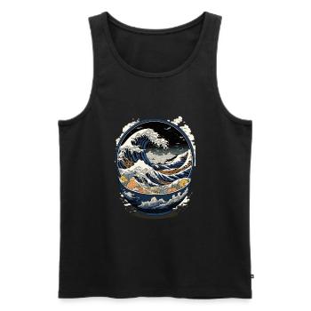 Ramen Hokusai Japanese Art Kanagawa Humor - Men's Premium Organic Tank Top - black - Front - AI Model Male 178 light (178cm)