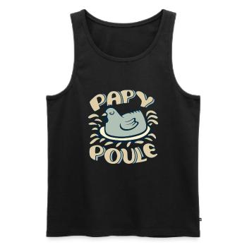 Papy Poule Humour Cadeau Fête Des Grands Pères - Débardeur bio Premium Homme - noir - Devant - AI Model Male 178 light (178cm)