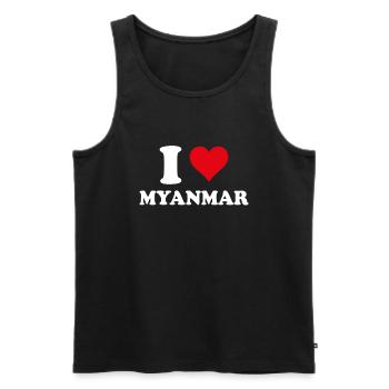 Ich liebe Myanmar (Burma) Herzgeschenk Burmesisch - Männer Premium Bio Tank Top - Schwarz - Vorne - Michal (187cm)