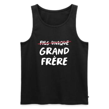 Cadeau Annonce Grand Frère Surprise Famille Drôle - Débardeur bio Premium Homme - noir - Devant - Michal (187cm)