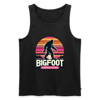 Bigfoot Expedition Hiking | Sasquatch Hunter - Men's Premium Organic Tank Top - black - Front - AI Model Male 178 light (178cm)