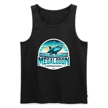 Epic Megalodon Expedition | Shark Lover Adventure - Men's Premium Organic Tank Top - black - Front - Michal (187cm)