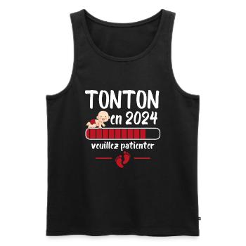 Cadeau Tonton Annonce Grossesse Futur Oncle 2024 - Débardeur bio Premium Homme - noir - Devant - Michal (187cm)