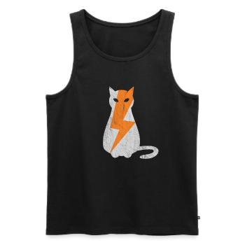 Coup de foudre de chat - Débardeur bio Premium Homme - noir - Devant - AI Model Male 178 light (178cm)