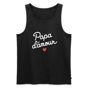 Cadeau Papa d'Amour Homme Famille Fête des Pères - Débardeur bio Premium Homme - noir - Devant - Michal (187cm)