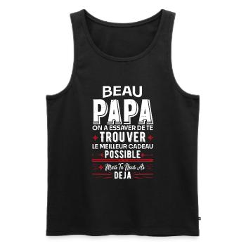 Cadeau Fête des Pères - Humour Beau-Père et Papa - Débardeur bio Premium Homme - noir - Devant - AI Model Male 178 light (178cm)