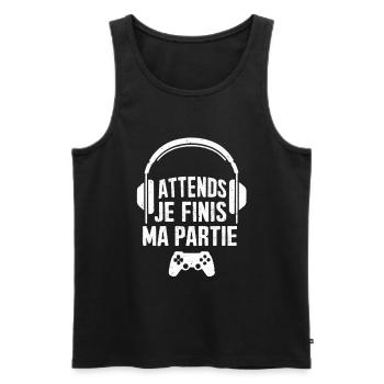 Gamer - Warte, ich beende mein Spiel - Geek-Geschenk - Männer Premium Bio Tank Top - Schwarz - Vorne - AI Model Male 178 light (178cm)