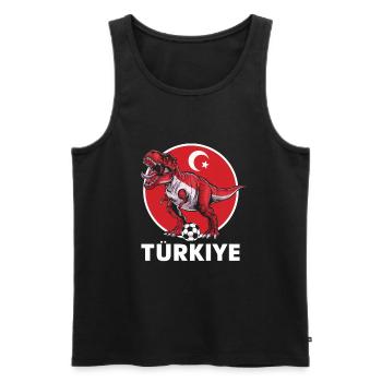 Turquie Dinosaure Football T-Rex Türkiye - Débardeur bio Premium Homme - noir - Devant - AI Model Male 178 light (178cm)