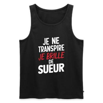 Je Ne Transpire Je Brille De Sueur Humour Fitness - Débardeur bio Premium Homme - noir - Devant - Michal (187cm)