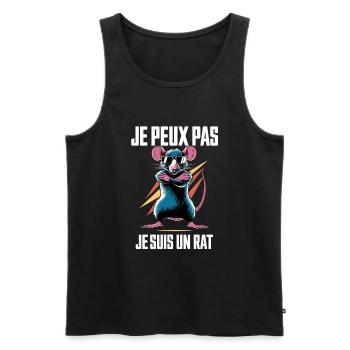 Rats Radin Humour Je Peux Pas Je Suis Un Rat - Débardeur bio Premium Homme - noir - Devant - AI Model Male 178 light (178cm)