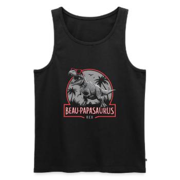Handsome Papasaurus Rex Gift Stepfather Dinosaur - Men's Premium Organic Tank Top - black - Front - AI Model Male 178 light (178cm)