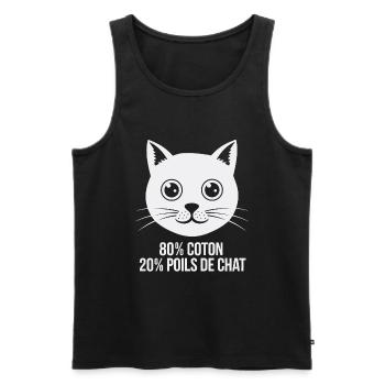 80% Coton 20% Poils De Chat Humour Chatons - Débardeur bio Premium Homme - noir - Devant - AI Model Male 178 light (178cm)