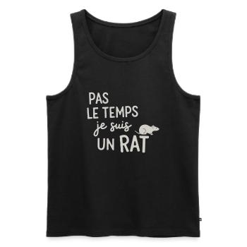 Pas Le Temps Je Suis Un Rat - Débardeur bio Premium Homme - noir - Devant - AI Model Male 178 light (178cm)