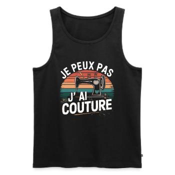 Sewing, my passion - authentic vintage look - Men's Premium Organic Tank Top - black - Front - AI Model Male 178 light (178cm)