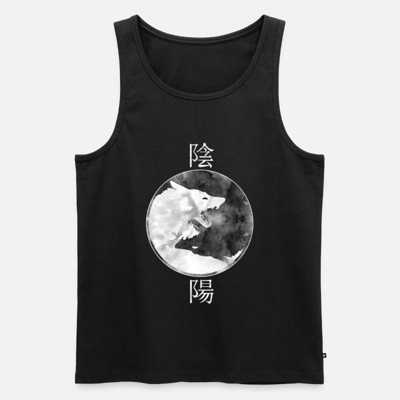 Wolf Ying Yang - Männer Premium Bio Tank Top - Schwarz