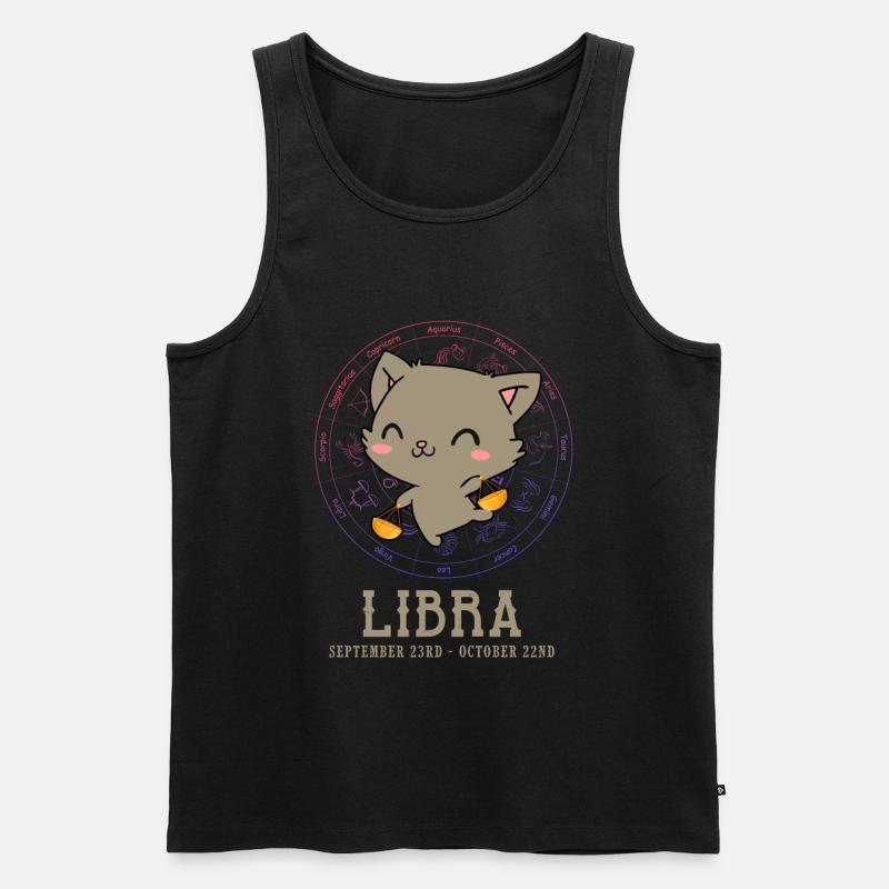 Waage Sternzeichen Katze - Männer Premium Bio Tank Top - Schwarz