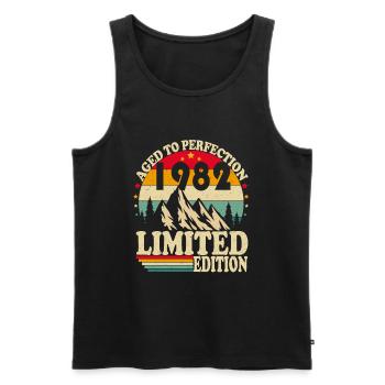 Vintage 1982 Vintage Birthday Retro Gift - Men's Premium Organic Tank Top - black - Front - Michal (187cm)