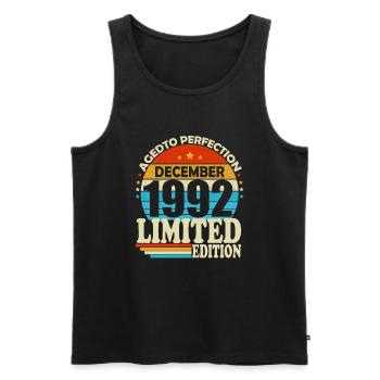 Dezember 1992 Jahrgang Vintage Geburtstag Retro - Männer Premium Bio Tank Top - Schwarz - Vorne - Michal (187cm)