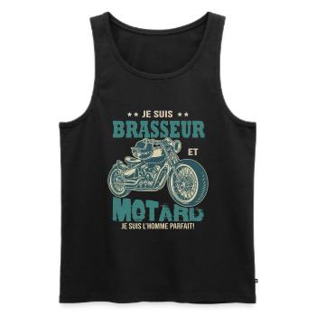 motard parfait brasseur parfait bière - Débardeur bio Premium Homme - noir - Devant - Michal (187cm)