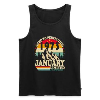 January 1973 Vintage Birthday Retro - Men's Premium Organic Tank Top - black - Front - Michal (187cm)