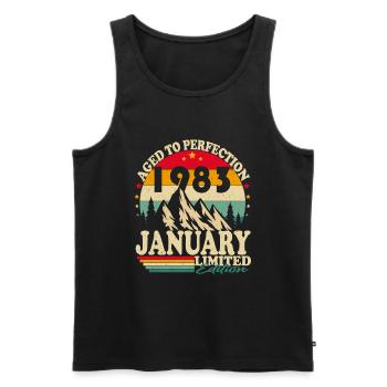 Januar 1983 Vintage Jahrgang Geburtstag Retro - Männer Premium Bio Tank Top - Schwarz - Vorne - Michal (187cm)